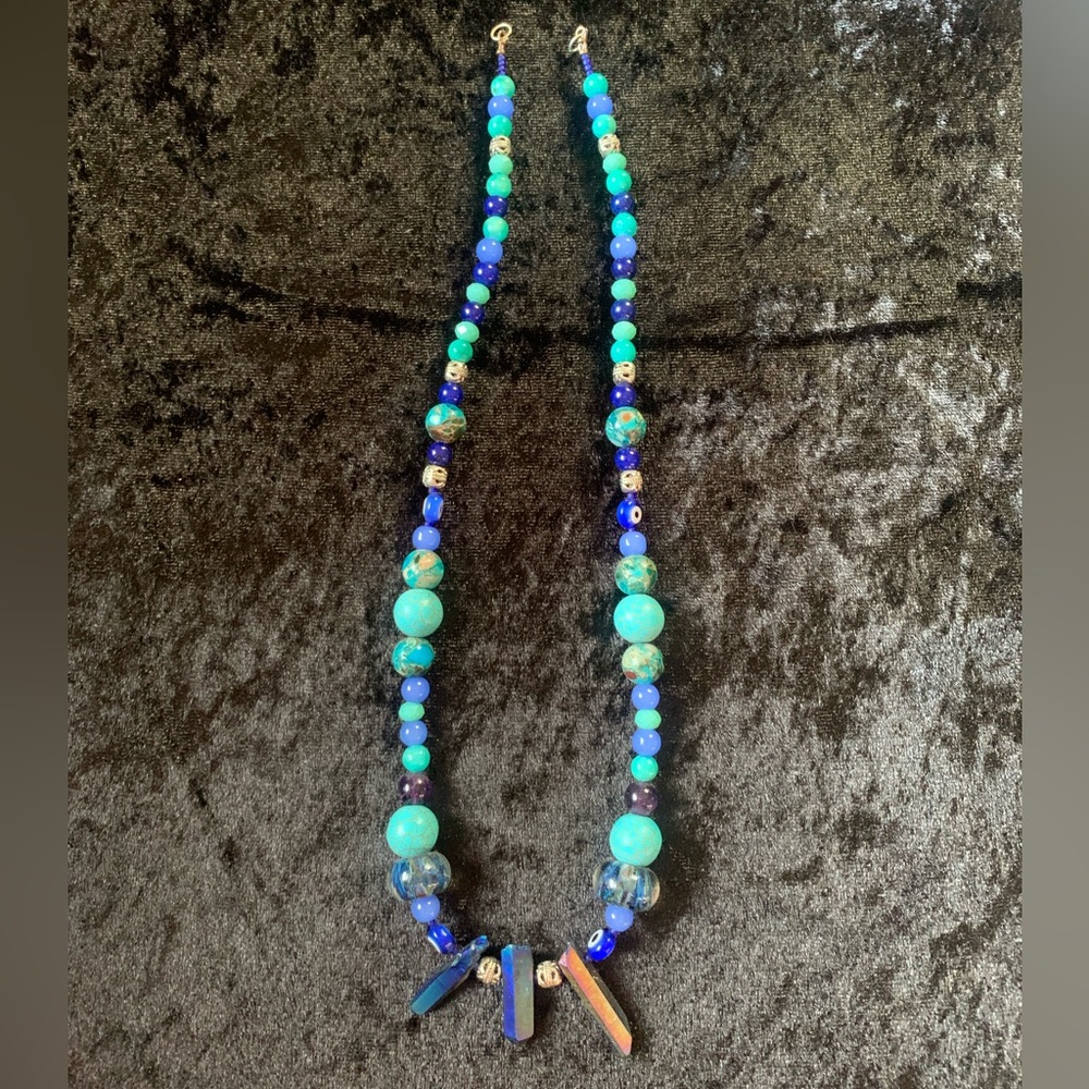 Vivid iridescent Aura Quartz necklace